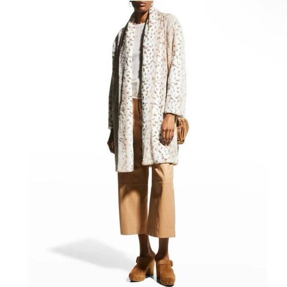 Johnny Was Artic Lynx faux fur coat jacket cardigan duster animal size L large - Picture 11 of 11